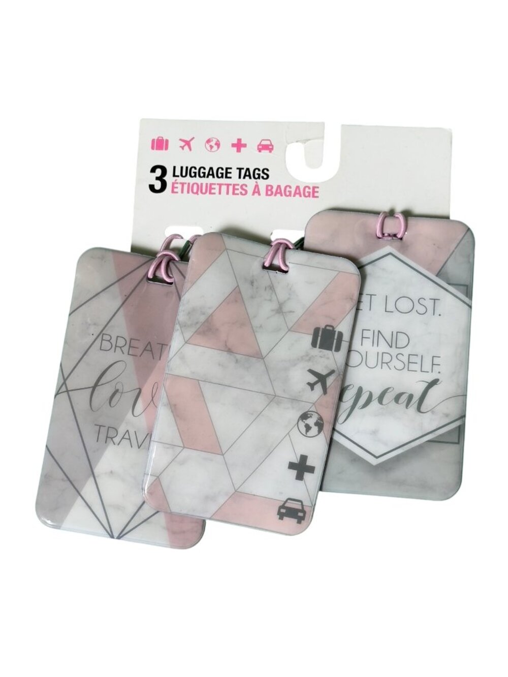 Mytagalongs Pastel Marble Travel Luggage Tags Set Inspirational Quotes & Symbols